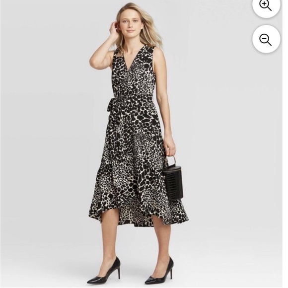 Who What Wear Animal Print Ruffle Trim Dress - Picture 2 of 13